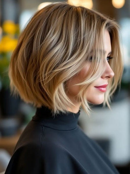 Lace Front Human Hair Bob Wig For Young Ladies