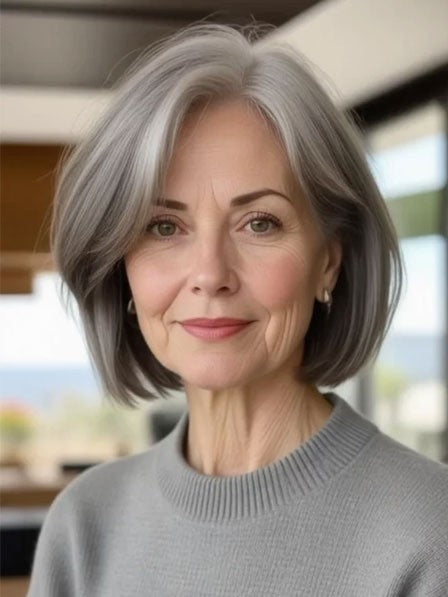 Gray Human Hair Bob Wig Fast Delivery Online