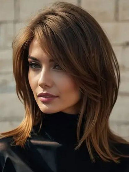 Ladies Long Straight Human Hair Wig Capless