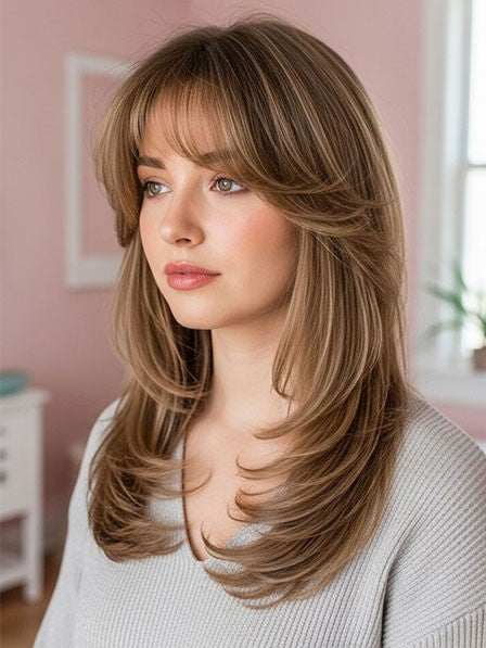 Long Layered Straight Human Hair Wigs In USA