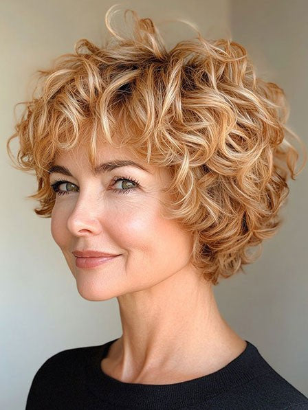 Short Blonde Remy Human Hair Wig for Women