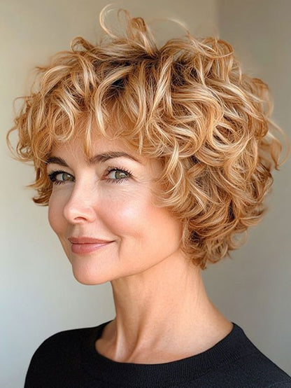 Short Blonde Remy Human Hair Wig for Women