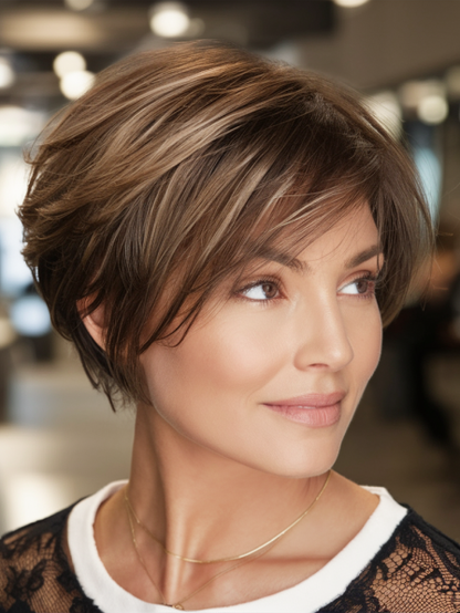 Fashion Ombre Layered Wig Real Human Hair for Ladies