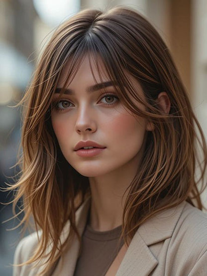 Human Hair Shoulder Length Straight Lace Front Wig for Women