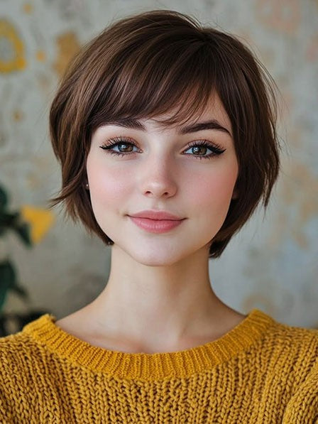 Cute Short Brown Human Hair Bob Wig for Women