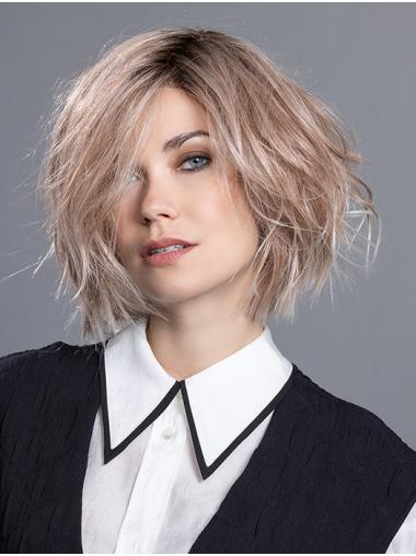 Chin Length Auburn Wavy Bob Wig – Monofilament Synthetic Style