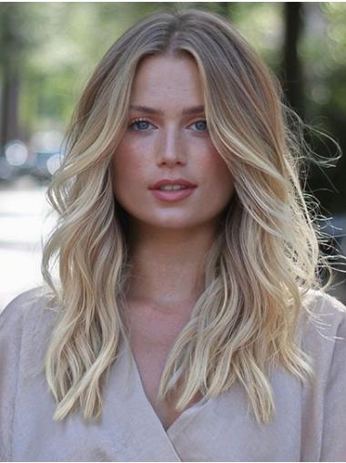 16" Long Blonde Wig – Synthetic, Monofilament, No Bangs, For Women
