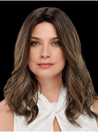 Long Wavy Brown Wig – 100% Hand-Tied Synthetic, No Bangs