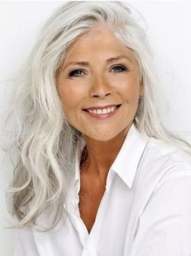 Designed 18" Wavy Grey Wig – 100% Hand-Tied Long and Stylish