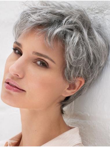 Straight Salt and Pepper Grey 6" Synthetic Wig