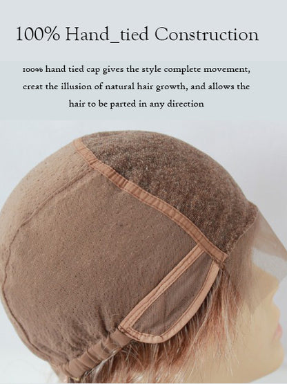 Men’s Wig – 100% Hand-Tied Remy Human Hair, Grey Short Straight Style