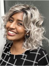 Curly Lace Front Wig – 10" Grey Monofilament Bob for African American Women