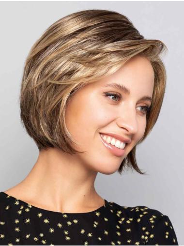 Blonde Straight Bob Wig – Chin Length Synthetic Monofilament Hair