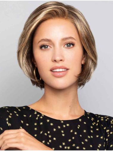 Blonde Straight Bob Wig – Chin Length Synthetic Monofilament Hair