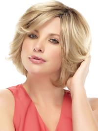 Wavy Blonde Human Wigs – Short with Bangs Soft & Flexible Design