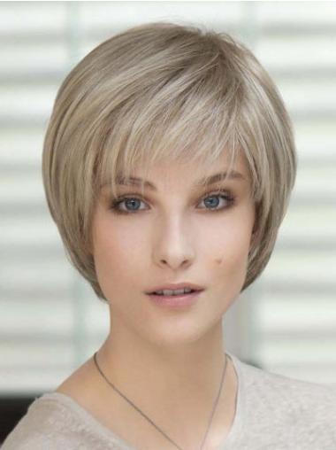 Popular Short Straight Blonde Human Hair Full Wigs
