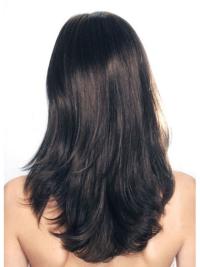 Black Human Hair Wig – 16 Inch Long Straight Style