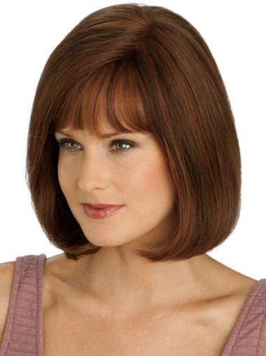 Flexible Layered Auburn Human Hair Chin-Length Wig – Natural & Versatile