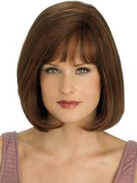 Flexible Layered Auburn Human Hair Chin-Length Wig – Natural & Versatile